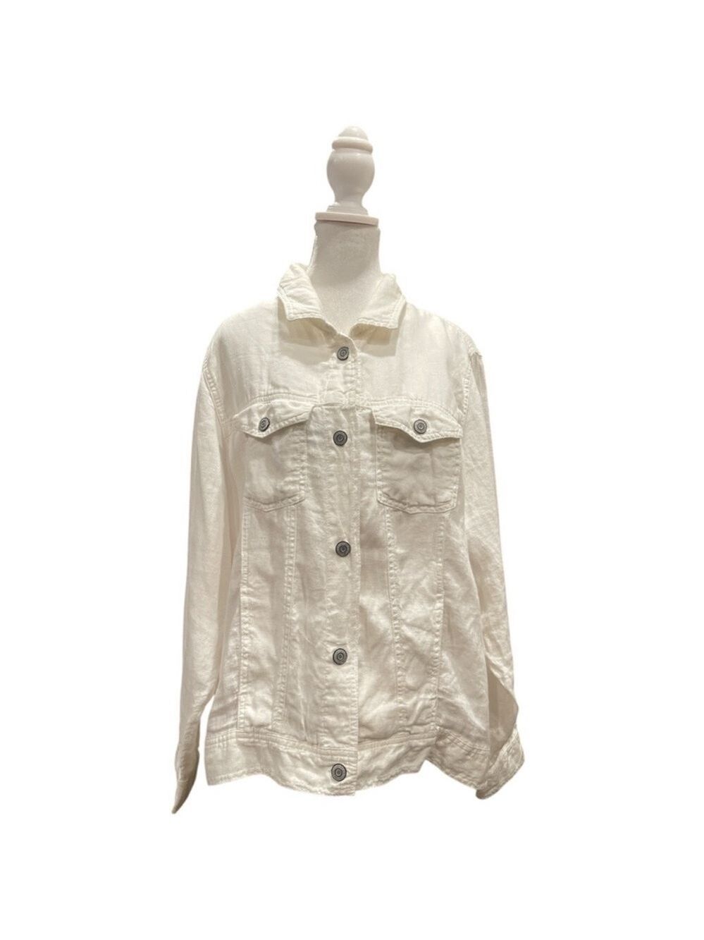 Coastal Linen Oversized Shacket White Minimalist Resort Jacket XL